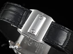 CARTIER 卡地亞 Santos 100 山度士 中型 <font color="#05f0f0">精鑲滿天星鑽石面盤、鑲鑽錶圈</font> 黑色客製化皮革錶帶 自動上鍊 36mm