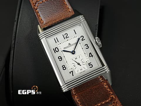 Jaeger-LeCoultre 積家 Reverso Classic Large Small Second 翻轉系列 Q3858522 銀白色雕紋面盤搭配藍鋼指針 經典 大型款 小秒針 不鏽鋼 2023年保單 手動上鍊 27.4 x 45.6mm
