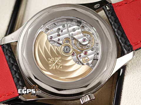 PATEK PHILIPPE 百達翡麗 PP錶 Calatrava2025/ 6007G-011 烏木黑色 中央「碳纖維」浮雕圖案面盤 6007 G 大三針 紅色秒針、三角形刻度與格狀刻度 18K白金材質 2025年保單 自動上鍊 40mm