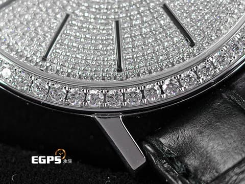 PIAGET 伯爵 Altiplano Small Seconds 小秒針 P10522 精鑲絕美鑽石錶圈、精鑲滿天星面盤 18K白金材質 經典838P超薄小三針機芯 手上鍊 40mm