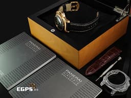 PANERAI 沛納海 Luminor 1950 PAM00289 PAM289 GMT 18K玫瑰金材質 <font color="#ffff00"> 日期顯示 第二時區日夜顯示</font> <font color="#ffe3ab">棕色面盤 動力儲存顯示 </font> <font color="#FF0000"> 2017年保單 </font> 手動上鏈 44mm