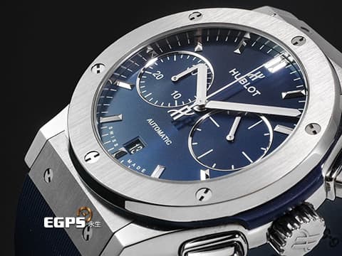 HUBLOT 宇舶 Classic Fusion 521.NX.7170.LR 經典融合 鈦金屬 藍色面盤 日期顯示 2025年電子保單 計時碼表 自動上鍊 45mm
