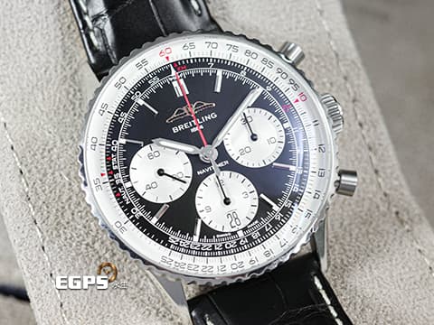 BREITLING 百年靈 Navitimer B01-Chronograph 41 航空計時 AB0139 計時碼表 不鏽鋼 AB0139211B1P1 經典環形飛行滑尺 黑色熊貓面盤 自製B01機芯 2026年保卡 自動上鍊 飛行錶 41mm