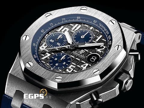 Audemars Piguet AP錶 愛彼錶 Royal Oak Offshore 皇家橡樹離岸型 不鏽鋼材質 26470ST.00.A028CR 2020年新式保卡 海軍藍 深藍色計時小錶盤 自動上鍊 42mm