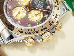 ROLEX 勞力士 Daytona 半金款迪通拿 116503 NG <font color="#FF0000">2021年新式保單 稀有珍珠貝母塘金面盤  搭配稀少貝母鑽石面盤,要撞錶的機會真是微乎其微, <font color="#33CCFF">2023年停產款 超值錶款,值得擁有!! </font> </font> 116503NG 計時碼表 八鑽時標 亂碼字頭 40mm