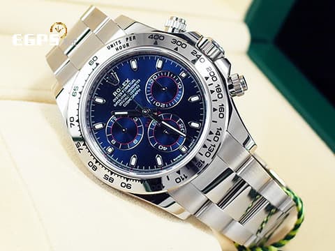 ROLEX 勞力士 Cosmograph Daytona 宇宙計時型 迪通拿 116509 亮藍色面盤 計時碼表 18K白金材質 2021新式保卡 自動上鏈 40mm
