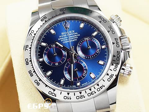 ROLEX 勞力士 Cosmograph Daytona 宇宙計時型 迪通拿 116509 亮藍色面盤 計時碼表 18K白金材質 2021新式保卡 自動上鏈 40mm