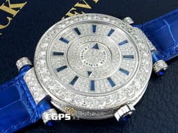 FRANCK MULLER 法蘭穆勒 Double Mystery 神秘 藍色 DM 42 D 1R CD 18K白金 大鑽圈 <font color="#05f0f0"> 原鑲滿天星鑽石面盤、大鑽圈、鑽耳、鑽扣</font><font color="#FF0000"> 新錶參考訂價:3,444,000元  </font>自動上鍊 42mm