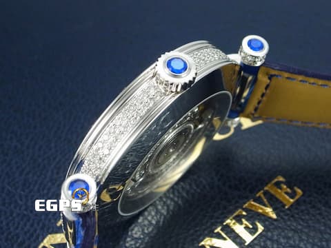 FRANCK MULLER 法蘭穆勒 Double Mystery 神秘 藍色 DM 42 D 1R CD 18K白金 大鑽圈  原鑲滿天星鑽石面盤、大鑽圈、鑽耳、鑽扣 新錶參考訂價:3,444,000元  自動上鍊 42mm