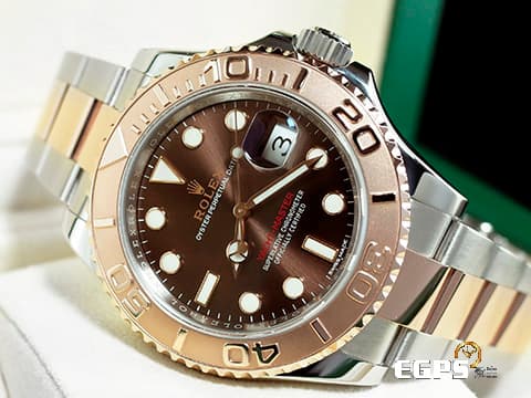 ROLEX 勞力士 Yacht-master 116621 遊艇名仕型 18K玫瑰金與不鏽鋼材質 半金款 巧克力色面盤 2018年12月保卡 自動上鍊 40mm