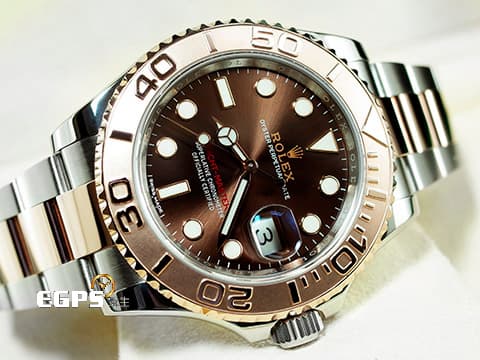 ROLEX 勞力士 Yacht-master 116621 遊艇名仕型 18K玫瑰金與不鏽鋼材質 半金款 巧克力色面盤 2018年12月保卡 自動上鍊 40mm