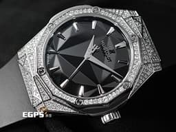 HUBLOT 宇舶 Classic Fusion 經典融合 ORLINSKI 聯名款 550.NS.1800.RX.1604.ORL19 <font color="#05f0f0">原廠鑲鑽 黑色切面立體錶盤</font> 鈦金屬+不鏽鋼材質 <font color="#ff0000">2025年保單</font> 自動上鍊<font color="#fa00fa"> </font><font color="#0ced27">多面切割錶盤和錶殼 雕塑出藝術家Richard Orlinski最具代表性的美學符號</font> 40mm