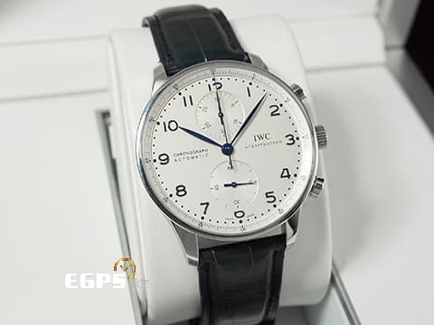 IWC 萬國錶 Protuguese 大葡萄牙 計時碼表 IW371446 不鏽鋼材質 經典款 葡萄牙 藍鋼指針款 白色面盤 自動上鏈 40.9mm