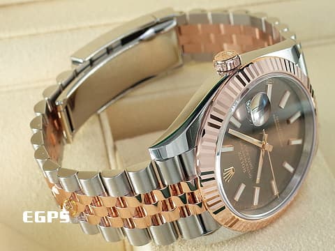 ROLEX 勞力士 Datejust 41 蠔式日誌型 126331 巧克力色面盤 DJ41 永恒玫瑰金 半金款 2025年保卡 紀念型(Jubilee)五銖錶帶 自動上鍊 41mm