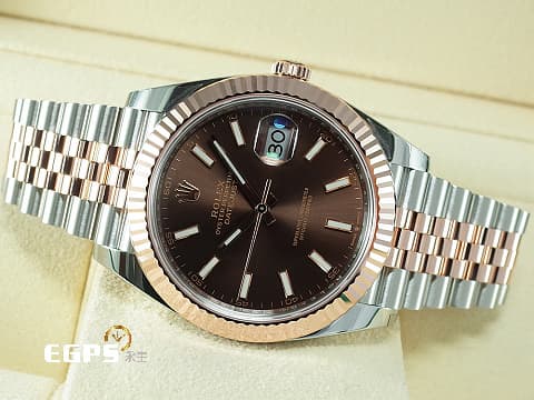 ROLEX 勞力士 Datejust 41 蠔式日誌型 126331 巧克力色面盤 DJ41 永恒玫瑰金 半金款 2025年保卡 紀念型(Jubilee)五銖錶帶 自動上鍊 41mm