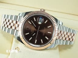 ROLEX 勞力士 Datejust 41 蠔式日誌型 126331 <font color="#cc66000">巧克力色面盤</font> DJ41 永恒玫瑰金 半金款 <font color="#FF0000">2025年保卡 紀念型(Jubilee)五銖錶帶</font> 自動上鍊 41mm