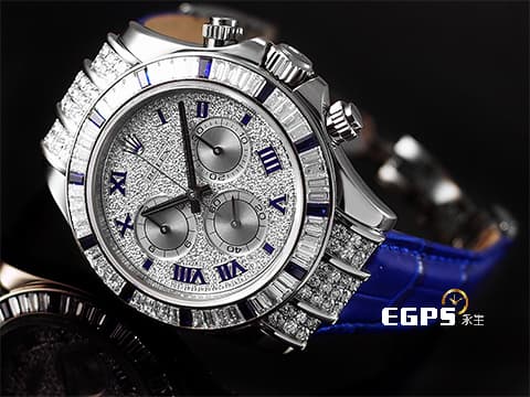 ROLEX 勞力士 Daytona 迪通拿 116599-12SA 計時碼表 白K金材質 原廠梯鑽+藍寶石錶圈、滿鑲滿天星面盤!稀有琺瑯羅馬數字時標,原廠保養保固至2027年12月 防偽內圈 自動上鍊 40mm