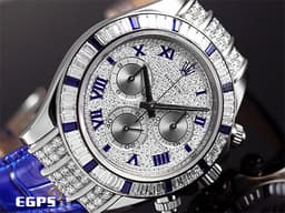 ROLEX 勞力士 Daytona 迪通拿 116599-12SA 計時碼表 白K金材質 <font color="#05f0f0">原廠梯鑽+藍寶石錶圈、滿鑲滿天星面盤!</font><font color="#0582f5">稀有琺瑯羅馬數字時標</font>,<font color="#ff0000">原廠保養保固至2027年12月 </font> <font color="#fafa01">防偽內圈</font> 自動上鍊 40mm