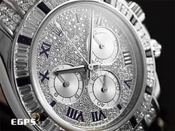 ROLEX 勞力士 Daytona 迪通拿 116599-12SA 計時碼表 白K金材質 <font color="#05f0f0">原廠梯鑽+藍寶石錶圈、滿鑲滿天星面盤!</font><font color="#0582f5">稀有琺瑯羅馬數字時標</font>,<font color="#ff0000">原廠保養保固至2027年12月 </font> <font color="#fafa01">防偽內圈</font> 自動上鍊 40mm