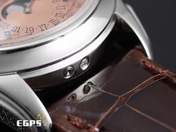 Patek philippe 百達翡麗 PP 5270P-001 鉑金材質 5270P Platium 萬年曆 月相顯示 計時功能 超複雜功能時計系列 <font color="#fbbc65"> 消失在百達翡麗官網 停產絕跡的誘人鮭魚 <font style=""> 傳奇經典鮭魚色面盤</font></font><font color="#ff0000"> 2021年保單 </font>手上鍊 41mm