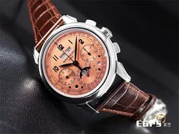 Patek philippe 百達翡麗 PP 5270P-001 鉑金材質 5270P Platium 萬年曆 月相顯示 計時功能 超複雜功能時計系列 <font color="#fbbc65"> 消失在百達翡麗官網 停產絕跡的誘人鮭魚 <font style=""> 傳奇經典鮭魚色面盤</font></font><font color="#ff0000"> 2021年保單 </font>手上鍊 41mm