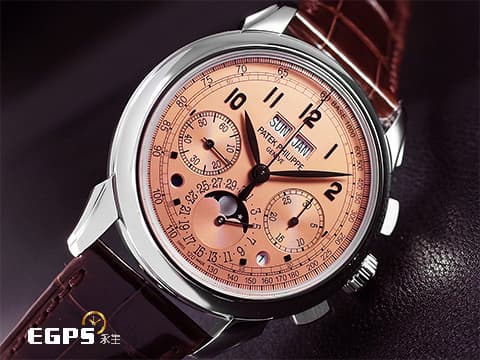Patek philippe 百達翡麗 PP 5270P-001 鉑金材質 5270P Platium 萬年曆 月相顯示 計時功能 超複雜功能時計系列 消失在百達翡麗官網 停產絕跡的誘人鮭魚 傳奇經典鮭魚色面盤 2021年保單 手上鍊 41mm