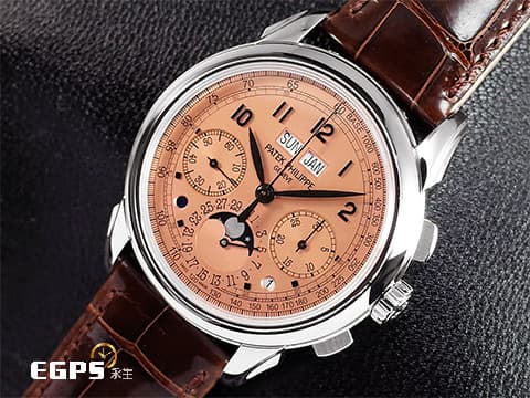 Patek philippe 百達翡麗 PP 5270P-001 鉑金材質 5270P Platium 萬年曆 月相顯示 計時功能 超複雜功能時計系列 消失在百達翡麗官網 停產絕跡的誘人鮭魚 傳奇經典鮭魚色面盤 2021年保單 手上鍊 41mm