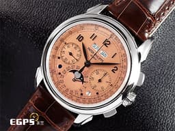 Patek philippe 百達翡麗 PP 5270P-001 鉑金材質 5270P Platium 萬年曆 月相顯示 計時功能 超複雜功能時計系列 <font color="#fbbc65"> 消失在百達翡麗官網 停產絕跡的誘人鮭魚 <font style=""> 傳奇經典鮭魚色面盤</font></font><font color="#ff0000"> 2021年保單 </font>手上鍊 41mm