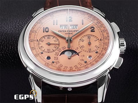 Patek philippe 百達翡麗 PP 5270P-001 鉑金材質 5270P Platium 萬年曆 月相顯示 計時功能 超複雜功能時計系列 消失在百達翡麗官網 停產絕跡的誘人鮭魚 傳奇經典鮭魚色面盤 2021年保單 手上鍊 41mm