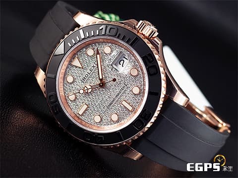 ROLEX 勞力士 Yacht-Master 126655 遊艇名仕 永恆玫瑰金 停產絕版錶款 原廠鑲嵌漫天星鑽石面盤 黑色陶瓷錶圈 2022年保卡 自動上鏈 40mm