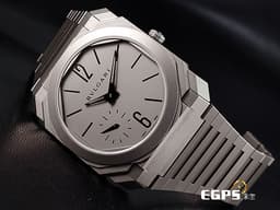 BVLGARI 寶格麗 Bulgari Octo Finissimo 系列 102713 八角形多稜角設計外框 <font color="#9fdbe9">PT950 鉑金微型自動盤</font> 小秒針 超薄 鈦金屬 <font color="#FF0000">2023年台灣公司貨</font> 自動上鍊 40mm