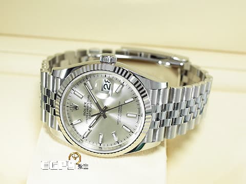 ROLEX 勞力士 DateJust 126234 蠔式日誌型 銀色放射紋面盤 DJ36 經典三角坑紋錶圈 2025年保卡 紀念型(Jubilee)五銖錶帶 自動上鍊 36mm