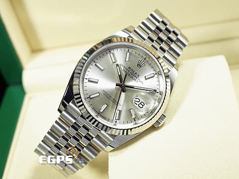 ROLEX 勞力士 DateJust 126234 蠔式日誌型 銀色放射紋面盤 DJ36 經典三角坑紋錶圈 2025年保卡 紀念型(Jubilee)五銖錶帶 自動上鍊 36mm