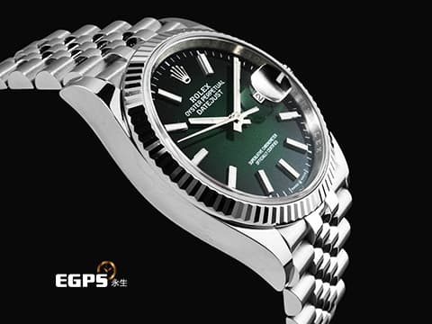 ROLEX 勞力士 DateJust 36 蠔式日誌型 126234 最新款 漸層煙燻綠色面盤 DJ36 經典三角坑紋錶圈 2026年木紋保卡 紀念型(Jubilee)五銖錶帶 自動上鍊 36mm