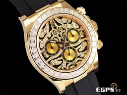 ROLEX 勞力士 DAYTONA 迪通拿 116588TBR 18K黃金材質 <font color="#05f0f0">原廠鑲嵌鑽錶 抽象虎紋滿天星鑽石面盤 大梯鑽錶圈</font> <font color="#fafa01">足球巨星內馬爾Neymar同款 已經絕種的猛虎面</font> <font color="#ff0000">2021年保卡</font> 自動上鏈 40mm