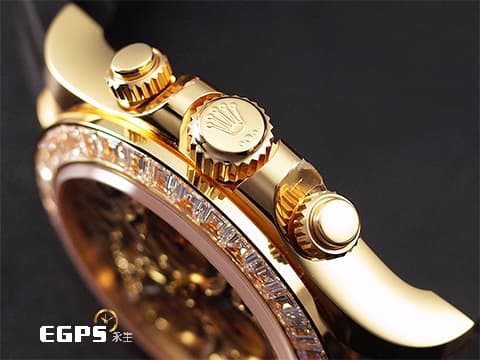 ROLEX 勞力士 DAYTONA 迪通拿 116588TBR 18K黃金材質 原廠鑲嵌鑽錶 抽象虎紋滿天星鑽石面盤 大梯鑽錶圈 足球巨星內馬爾Neymar同款 已經絕種的猛虎面 2021年保卡 自動上鏈 40mm