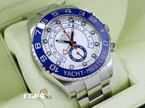 ROLEX 勞力士 Yacht-Master II 116680 遊艇名仕II型 帆船倒數計時 不鏽鋼 白色面盤 絕版藍鋼指針 藍色陶瓷錶圈 停產絕版系列 大遊艇 陶瓷框 自動上鍊 44mm