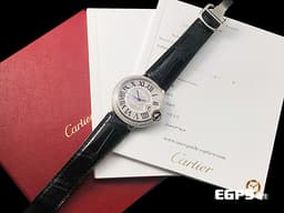 Cartier 卡地亞 BALLON BLEU 藍氣球 大型 W69016Z4 皮帶款 <font color="#05f0f0"> 精鑲滿天星鑽石面盤、錶圈</font><font color="#FF0000"> 台灣公司貨 </font>自動上鏈 42mm