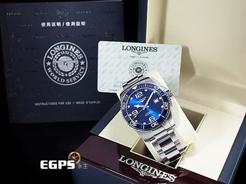 LONGINES 浪琴 HydroConquest 康卡斯 深海征服者 L37824966 藍色面盤 藍色陶瓷圈 藍水鬼 浪鬼 不鏽鋼材質 2019年台灣公司貨 潛水錶 自動腕錶  43mm