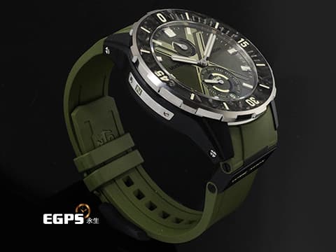 Ulysse Nardin 雅典 Diver NET 1183-170-8A 不鏽鋼材質 碳纖維材質錶圈 卡其色紋路面盤 淺水錶 動力儲存顯示 2025年保卡 自動上鍊 44mm