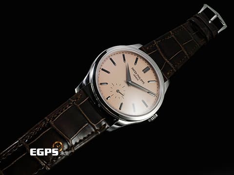 Patek Philippe 百達翡麗 PP Calatrava系列 6196P-001 PT950 鉑金材質 瑩潤玫瑰金色錶盤 鮭魚色 2026年保單 手動上鍊 38mm