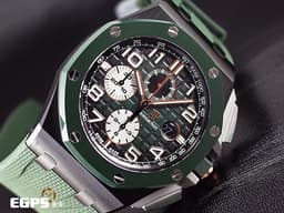 AUDEMARS PIGUET 愛彼 AP錶 ROYAL OAK OFFSHORE 皇家橡樹離岸型 26405CE.OO.A056CA.01 <font color="#FF0000">2020年新式保卡!專賣店獨家款式!</font> <font color="#9ccf24">漸層煙燻綠色面盤,黑色陶瓷錶殼,綠色陶瓷錶圈、綠色帆布壓紋橡膠錶帶、按把</font> 計時碼表 自動上鍊 44mm