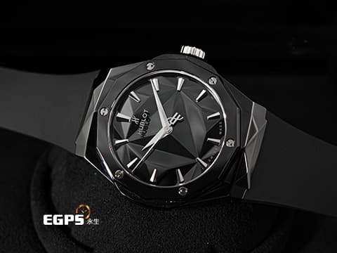 HUBLOT 宇舶 Classic Fusion 經典融合系列 ORLINSKI 聯名錶款 550.CS.1800.RX.ORL21 黑陶瓷材質 3D立體切面錶殼 黑色面盤 2025年保單 自動上鍊 40mm
