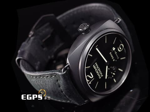 PANERAI 沛納海 RADIOMIR BLACK SEAL PAM384 PAM00384 霧面黑色陶瓷材質 黑色三明治夾層式錶盤 八日鍊 手上鍊 45mm