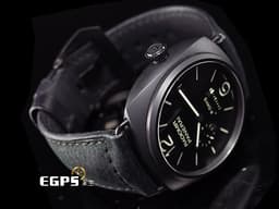 PANERAI 沛納海 RADIOMIR BLACK SEAL PAM384 PAM00384 <font color="#ff0000">霧面黑色陶瓷材質 </font><font color="#fafa01">黑色三明治夾層式錶盤</font> 八日鍊 手上鍊 45mm