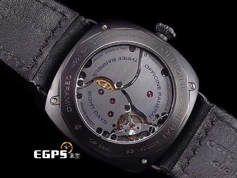 PANERAI 沛納海 RADIOMIR BLACK SEAL PAM384 PAM00384 霧面黑色陶瓷材質 黑色三明治夾層式錶盤 八日鍊 手上鍊 45mm