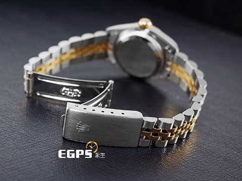 ROLEX 勞力士 DateJust 69173 18K黃金材質 半金款 香檳金色面盤 原廠鑲嵌鑽石時標 自動上鏈 26mm