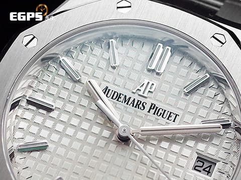 AUDEMARS PIGUET AP錶 愛彼 ROYAL OAK LADY 皇家橡樹系列 77350ST.OO.1261ST.01 銀白色「Grande Tapisserie」大型格紋面盤 鍊帶款 2022年保卡 自動上鍊 34mm