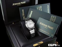 AUDEMARS PIGUET AP錶 愛彼 ROYAL OAK LADY 皇家橡樹系列 77350ST.OO.1261ST.01 <font color="#FFffff">銀白色「Grande Tapisserie」大型格紋面盤</font> 鍊帶款 <font color="#FF0000">2022年保卡</font> 自動上鍊 34mm
