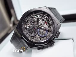 ZENITH 真力時 Defy El Primero 21 計時碼錶 49.9000.9004/78.R582 <font color="#ff00ff">黑陶瓷材質 鏤空面盤 高振頻 1/100秒 </font> <font color="#FF0000">2025年保卡</font> 自動上鍊 44mm